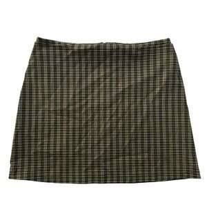 Tangents Vintage 90s Plaid Mini Skirt 13/14 M Green Tan Dark Academia Grunge USA